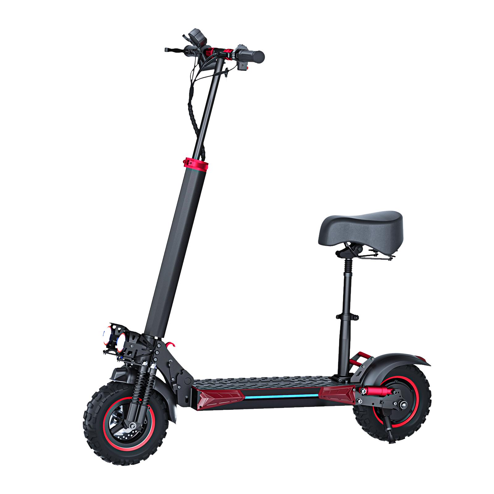 FREEBOY J11Max Elektroroller für Erwachsene mit Sitz 1200W Offroad-Elektroroller 48V18AH Batterie 11-Zoll Offroad-Vakuumreifen E-Scooter für den Stadtverkehr schwarz/rot