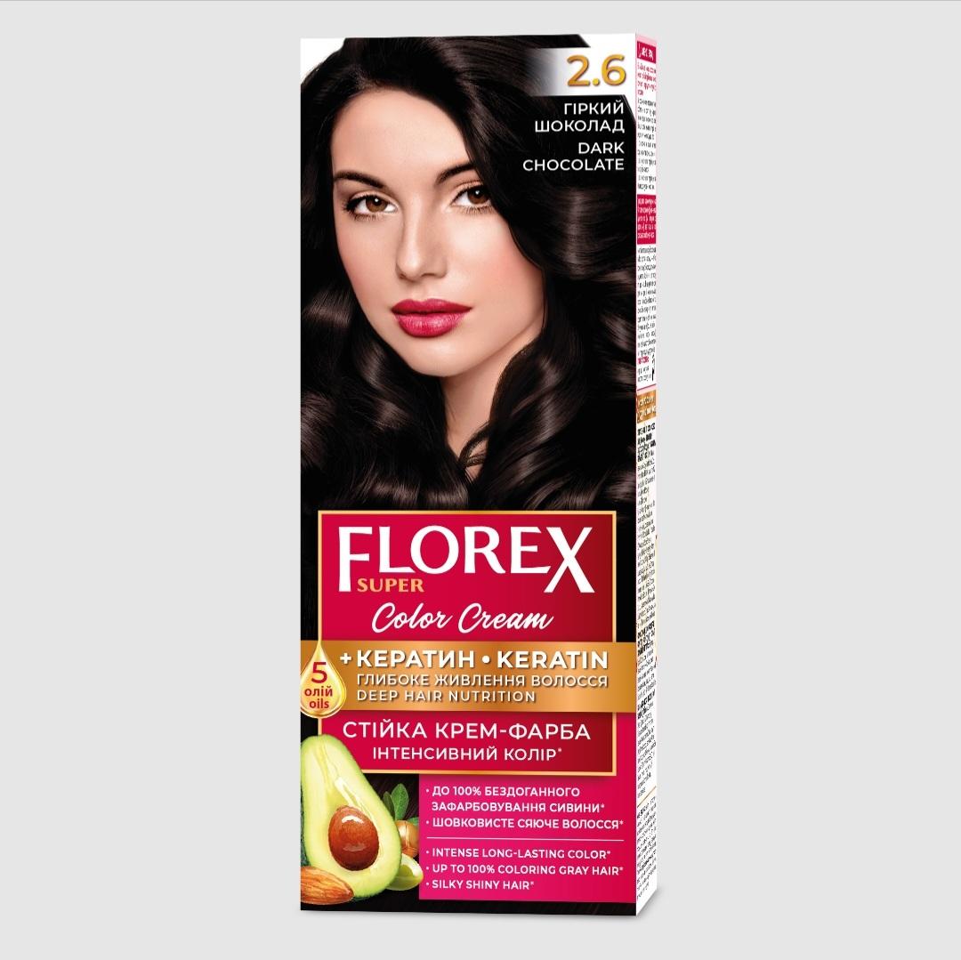 Florex Super permanente Haarfarbcreme - Gibt Ihrem Haar tiefe Nährstoffe, Macht Ihr Haar weich und seidig-glänzend. Dark Chocolate 2.6