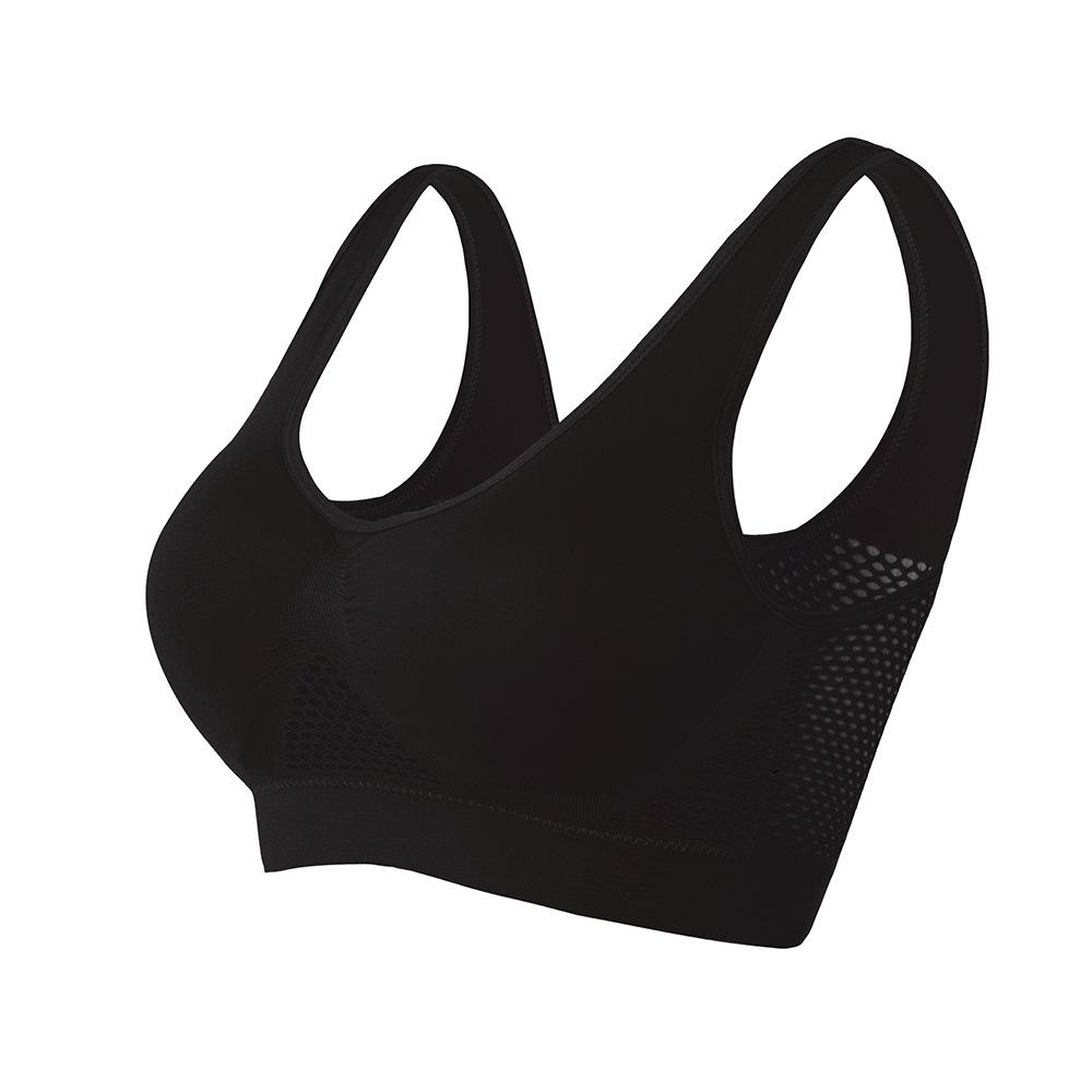Plus Größe S-6XL Frauen Yoga Sport-Bh Atmungsaktiv Fitness Lauf Aktive Weste Gepolsterte Crop Tops Unterwäsche Gym Yoga Top Bhs M schwarz