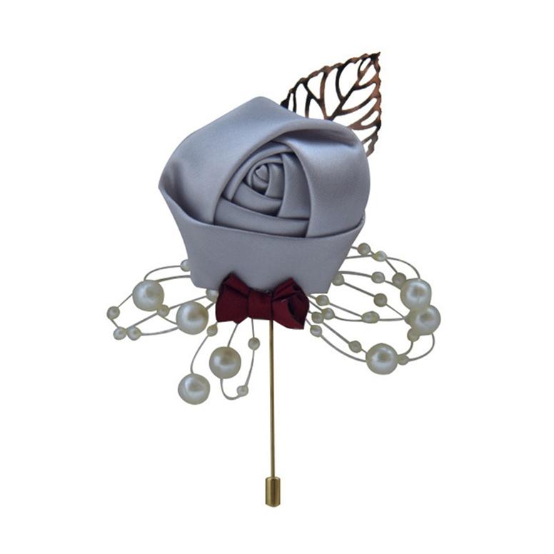 Zeremonie Ball Corsage Brosche Hochzeit Braut und Bräutigam Simulation Blumen Corsage licht grau