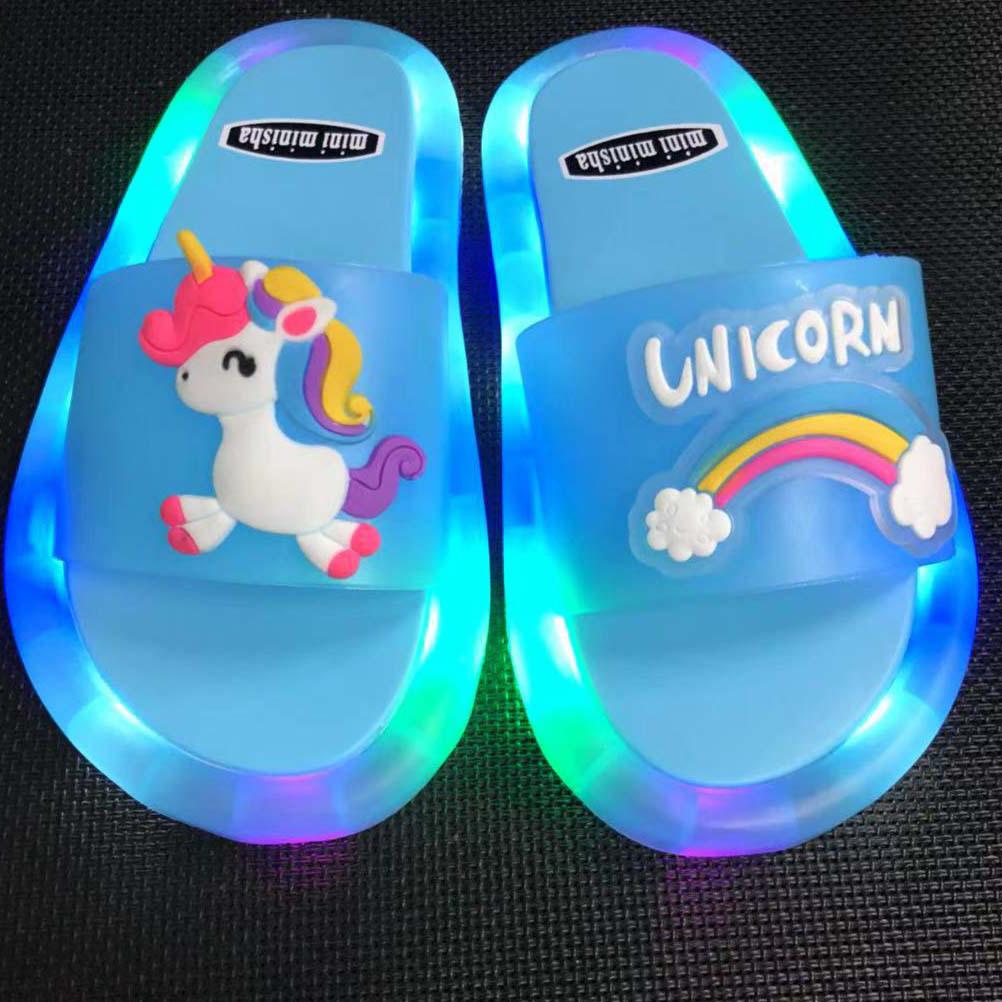 Mädchen Hausschuhe Kinder Einhorn LED Kinder Hausschuhe Baby Sandalen Kinder Schuhe für Mädchen Jungen Leuchtende Schuhe Kleinkind 30/31#
