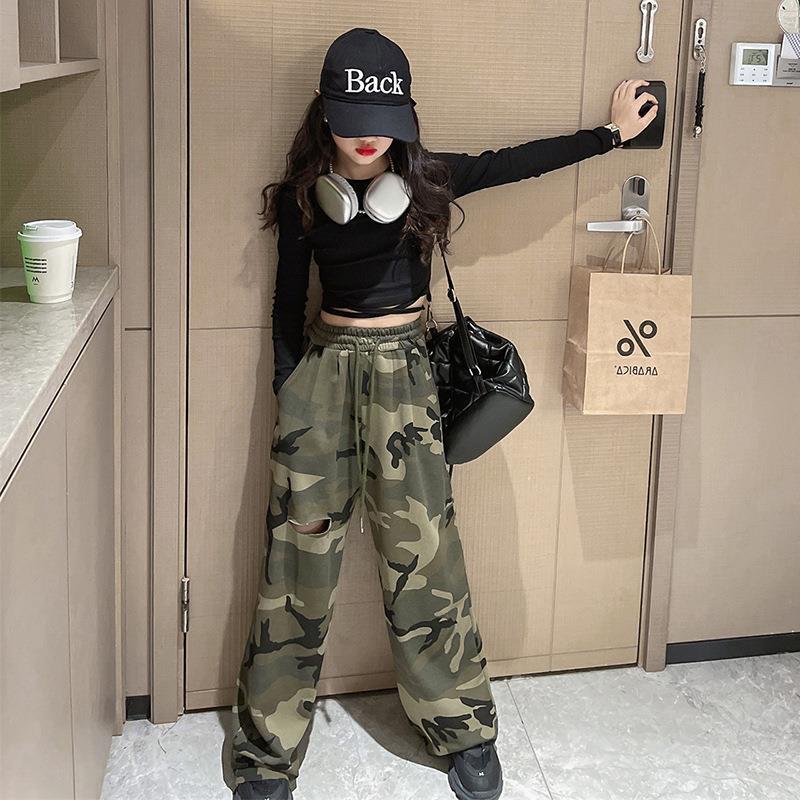 Mädchen Sets Mode Hip Hop Tops Cargo Hosen Zwei Stück Schule Teenager Kinder Tanz Kostüm 12 14 Jahre Kinder Kleidung 160 grün