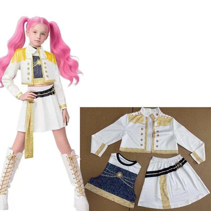 K-Pop Demon Hunters Zoey Rumi Mira Kostümset Huntrix Golden Cosplay Girls 3D-Druck Bühnenkleidung Uniform Rollenspiel-Outfits 110cm brown