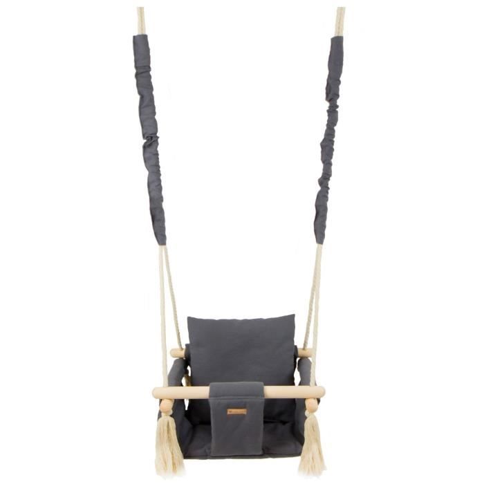 Babyschaukel - Vikingchoice - Grau - Max. 20 kg - Holz - 100% Baumwolle grau