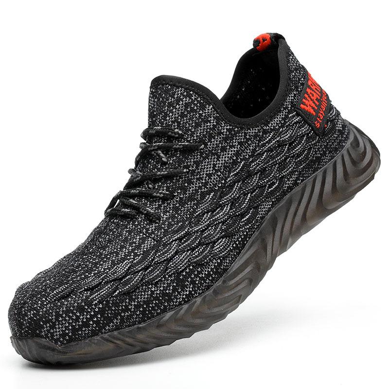 Arbeitsschuhe, Fischschuppen-Fliegenstrick-Mesh-Fliegenstrick, bruchsicher und durchstichfest, atmungsaktive Herren-Arbeitsschuhe 46