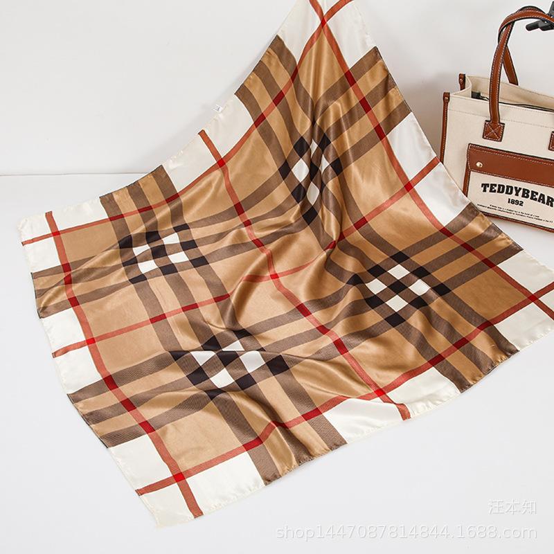 Frühling/Sommer Neuer Seidenschal für Damen, 90 x 90 cm, quadratischer Schal aus künstlichem Seidentwill, modisch bedruckt, großer quadratischer Schal, professioneller Schal 90-90cm