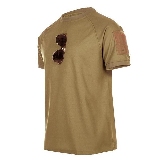 Taktische T-Shirts Männer Sport Outdoor Militär T-shirt Schnell Trocknend Kurzarm Shirt Wandern Jagd Armee Kampf Männer Kleidung Atmungsaktiv XL khaki
