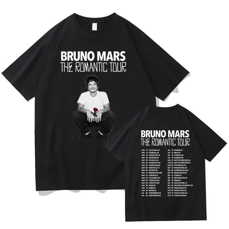 Bruno Mars The Romantic 2026 Tour T-Shirt Bruno Mars Tee Unisex Jugend und Erwachsenen T-Shirt Konzert Outfits Baumwoll Komfort Weiche Oberteile L schwarz