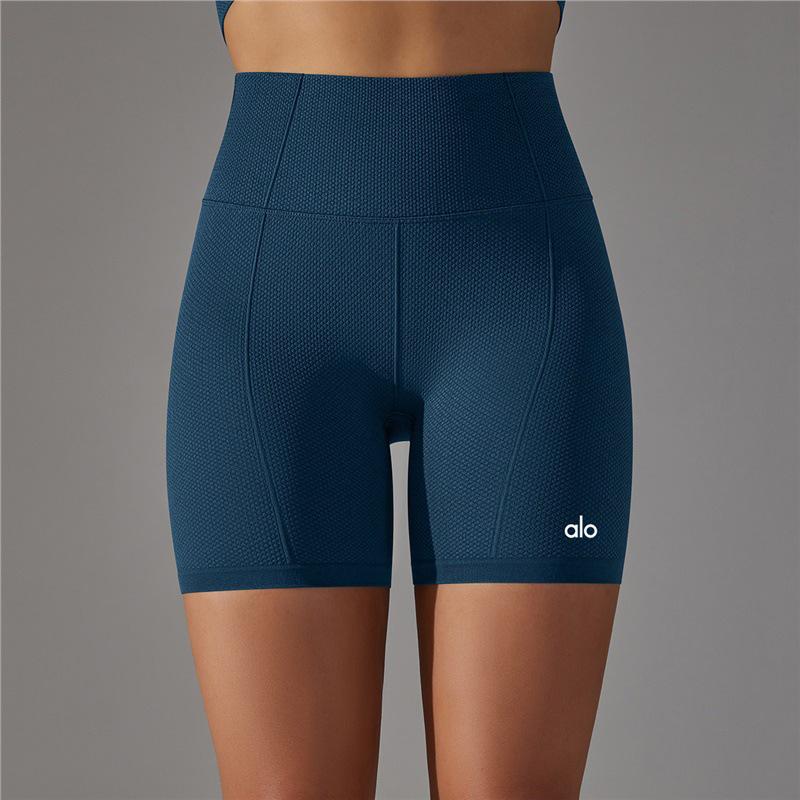 Nordamerika Alo Yoga Hohe Taille Damen Bauchkontrolle Po-Lifting Yoga-Shorts Small navy blau