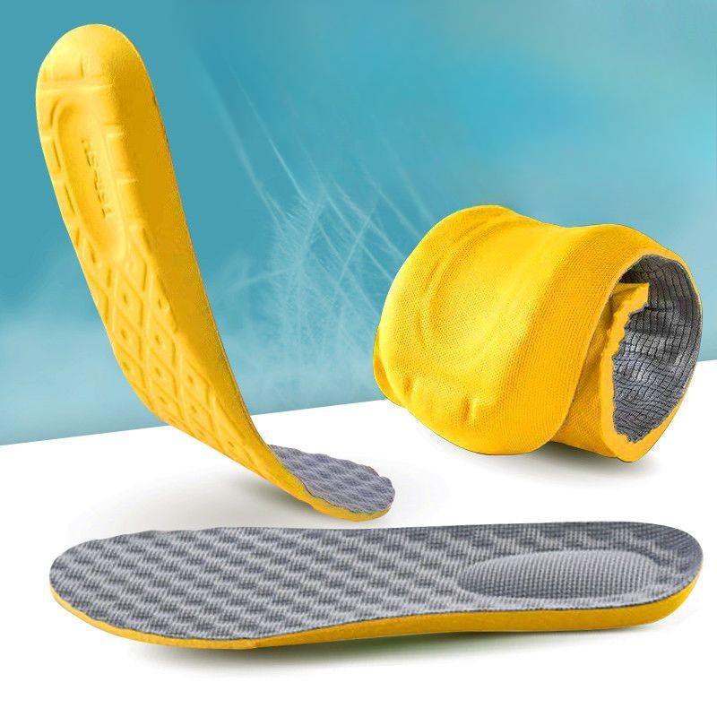 Einlegesohlen für Sportschuhe, superweiche Laufsohle für Füße, Stoßdämpfung, Körbe, Schuhsohle, Fußgewölbeunterstützung, orthopädische Einsätze 43-44 gelb