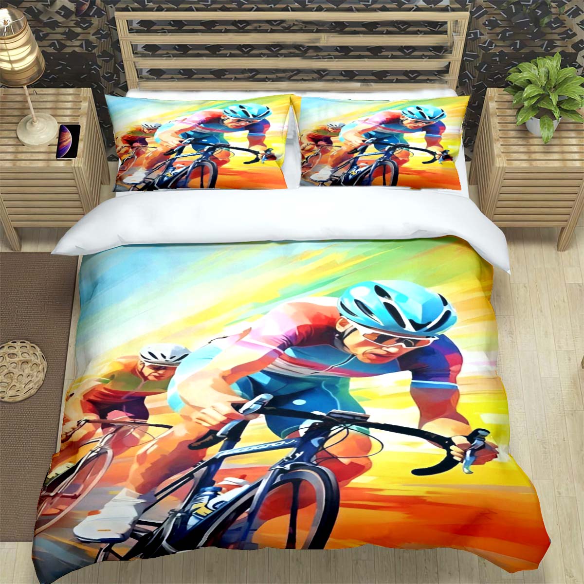 Moderne Mountainbike Ttadej Pogacar Druck Bettwäsche Sets Bettenzubehör Set Bettbezug Bettdecke Set Bettwäsche Set Luxus Geschenk AU Single(140*210cm)3pcs