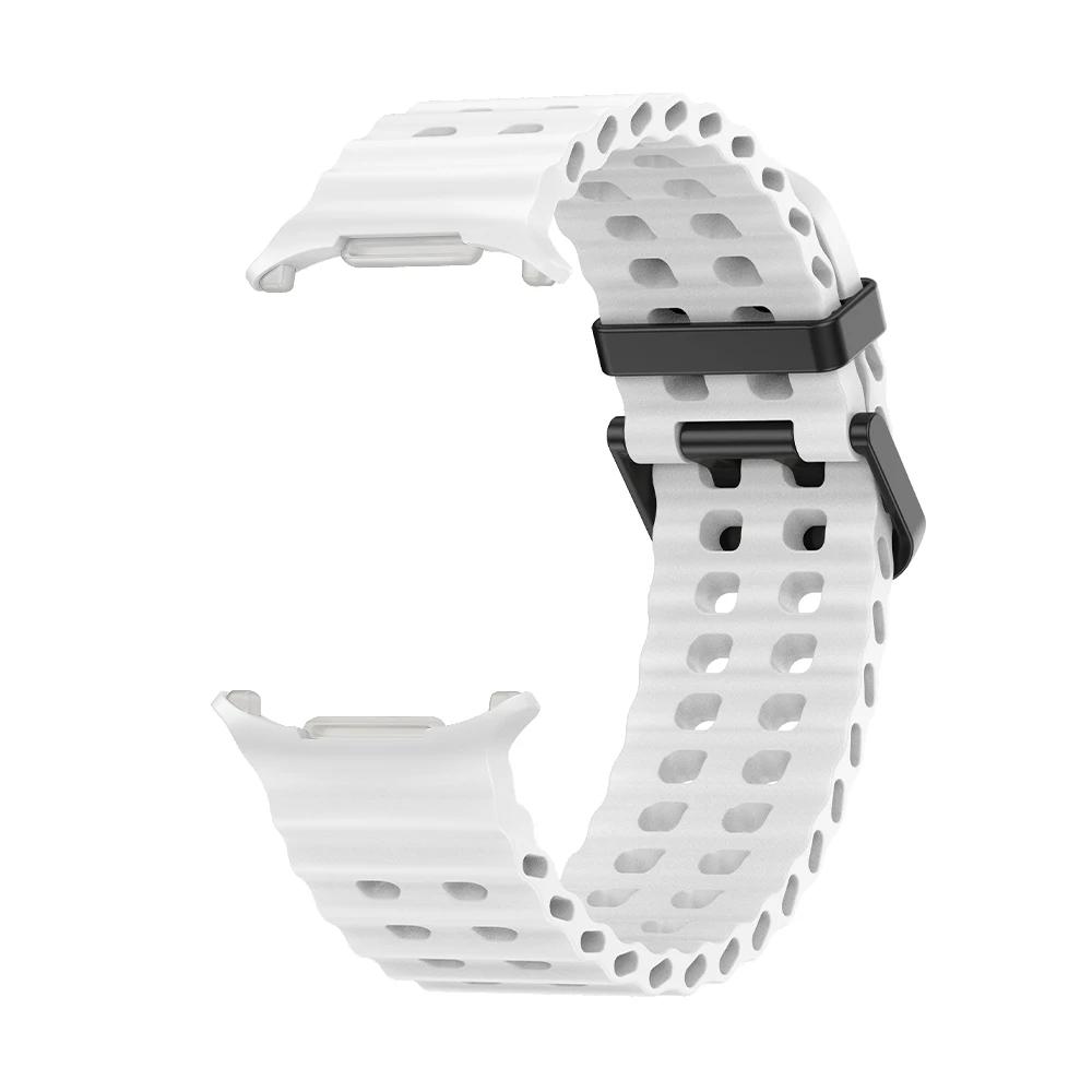 Atmungsaktives Armband für Samsung Galaxy Watch Ultra 47 mm Silikon-Smart-Armband Armband Armband Watch7 Zubehör Hülle Galaxy Watch Ultra weiß
