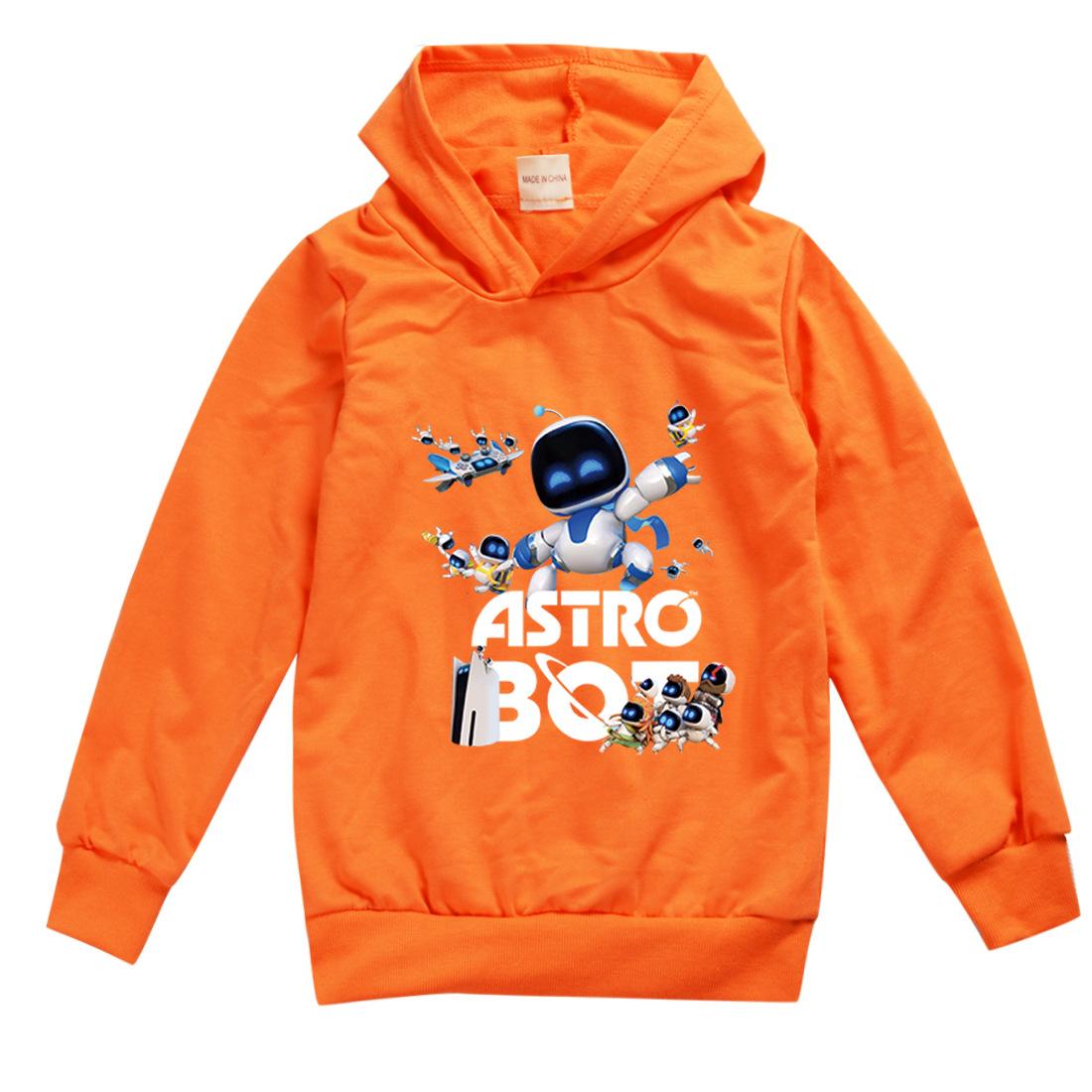 2025 Spiel Astro Bot Hoodie Kinder Comic Kleidung für Teenager Mädchen Pullover Langarm Mäntel Jungen Weiche Stoff Oberbekleidung Kinder Kleidung 120 orange