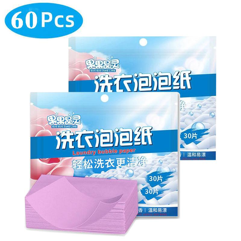 30/60/90 Stück/Lot umweltfreundliches Waschmittel, Seifenfolie, plastikfrei, konzentriertes Waschen, starkes Wäsche-Gadget für Waschmaschine 60PCS rosa