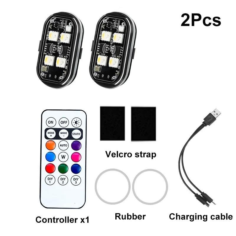 1/2/4/6 Stück 7 Farben Fernbedienung Stroboskoplicht LED Warnleuchte Drohnen Stroboskoplicht Motorrad Rücklicht für Auto Motorrad Fahrrad RC Drohne Blitz 2PCS