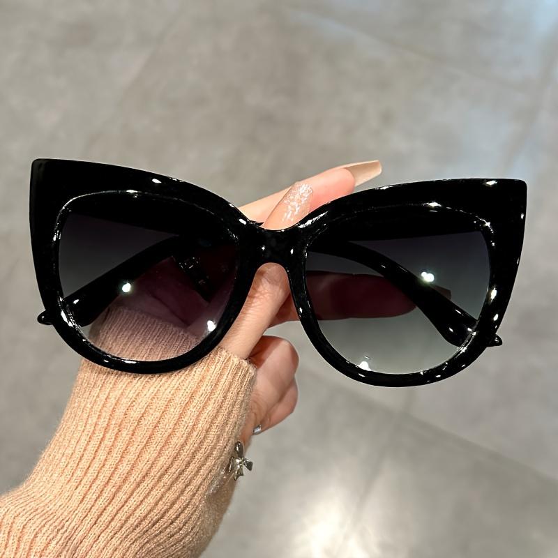Retro Verlaufgläser Cat-Eye Sonnenbrille - Große Sonnenbrille für Damen - Leopard Mode für Urlaub Strandparty schwarz