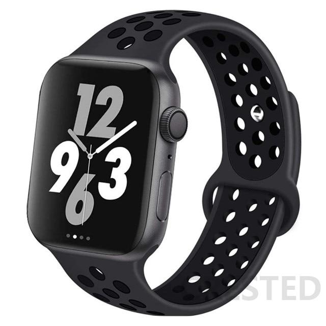 Sport Silikonarmband für Apple Watch Band 44mm 40mm 42mm 38mm 44 mm Armband Atmungsaktives Armband Apple Watch 6 Armband iWatch 5 4 3 se 42 or 44 mm&S-M