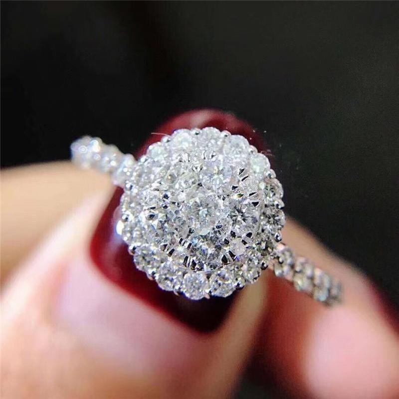 100 % 14 K Weißgold Diamant-Schmuck-Ring-Box für Frauen Anillos De Diamond Edelstein Bizuteria Eheringe Ringe Schmuck-Box 9 weiß