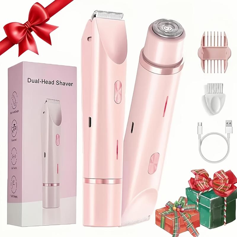 Haarentferner Damen Doppelkopf Rasierer Intimhaartrimmer Elektrischer Rasierer Damenhaarentferner Weihnachtsgeschenk, Valentinstag rosa