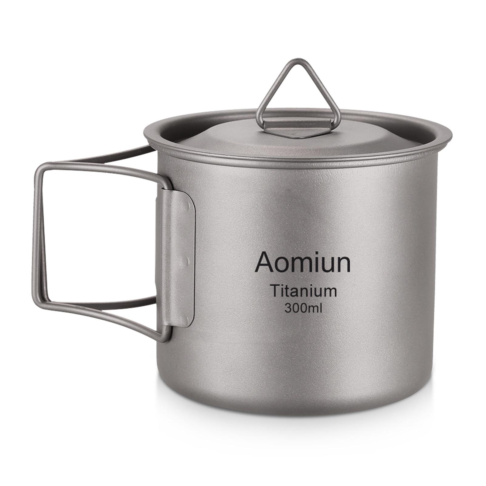 Aomiun Ultraleicht Titan Tasse Outdoor Tragbare 2PCS Tasse Set 300ml 650ml Camping Picknick Wasser Tasse 300ML