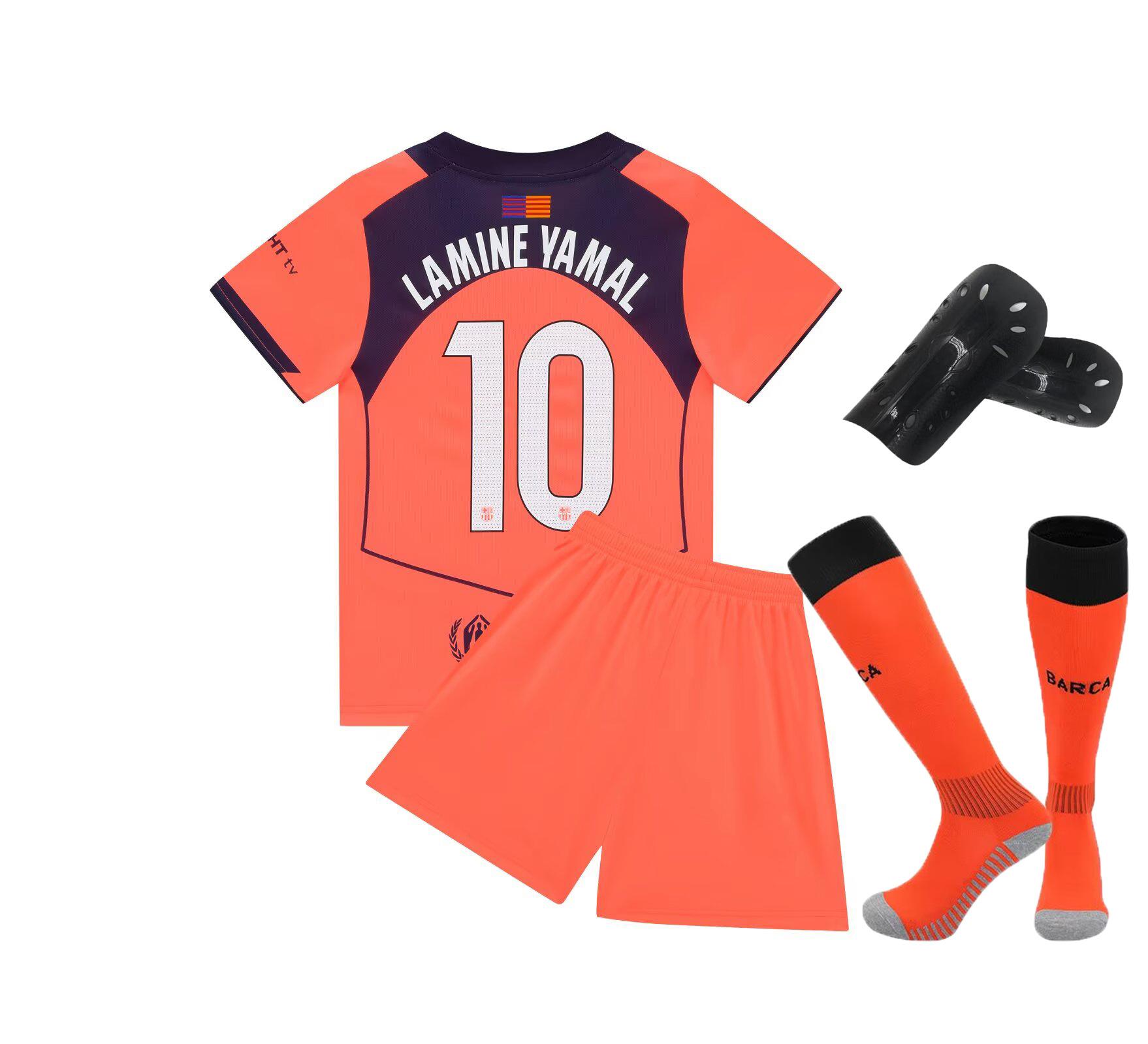 26 Barcelona Erke Orange Nein. 10 Yamal Club Fußballanzug Kinderkleidung Kinder Erwachsenenanzug Größe 14-3XL 30 yards/160