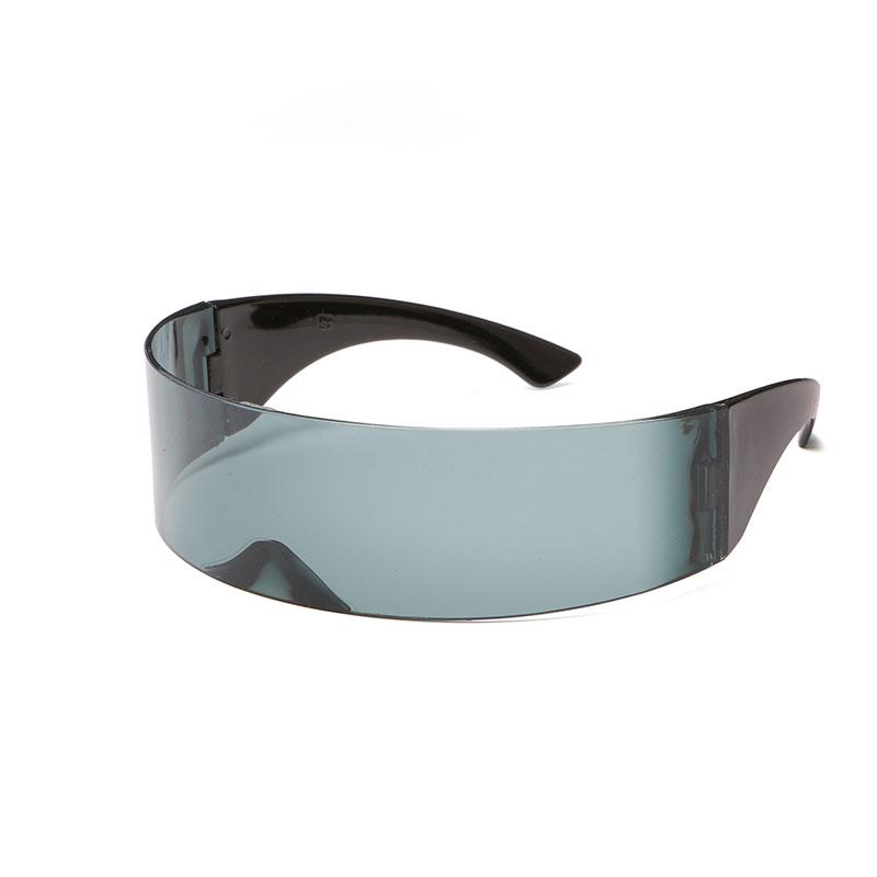 Metallisch verspiegelte Brille, Alien One Piece-Sonnenbrille, Roboter-Party-Cosplay-Brille, Silbertöne schwarz
