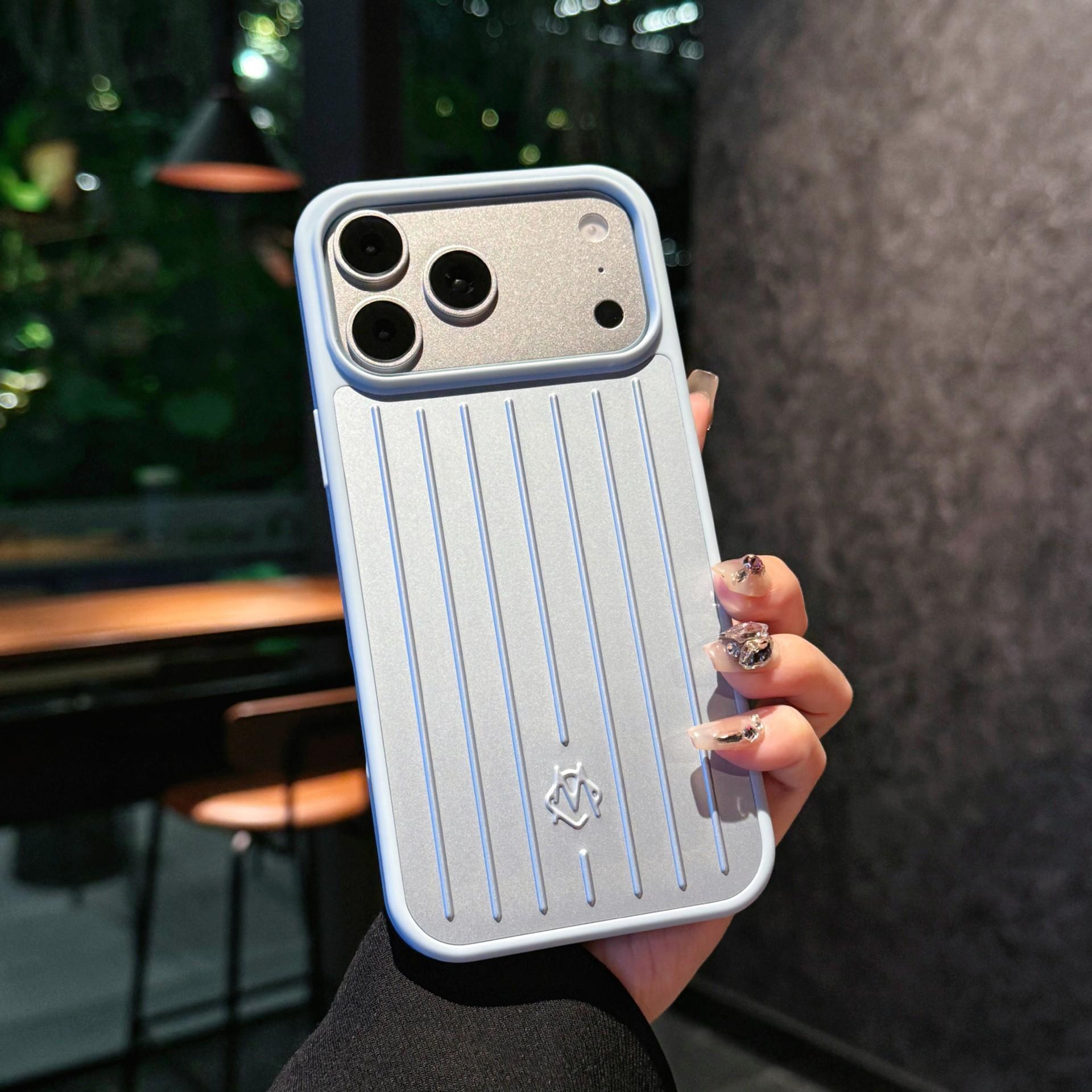 Anwendbar für iPhone17 Handyhülle Rimowa Aluminium-Magnesium-Legierung schlicht und fortschrittlich Apple 16promax Schutzhülle iPhone15 himmelblaue