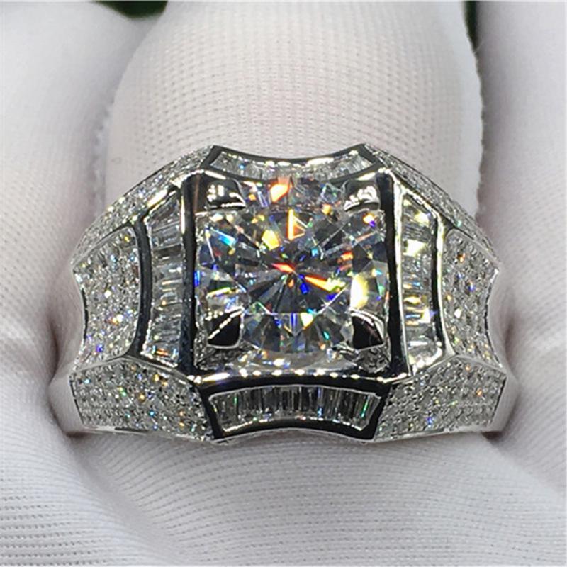 14K Gold 3 Karat Diamantring für Herren Rock 14k Goldschmuck Anillo Esmaltado Silber 925 Schmuck Bague Diamant Bizuteria Ringe 12 silber