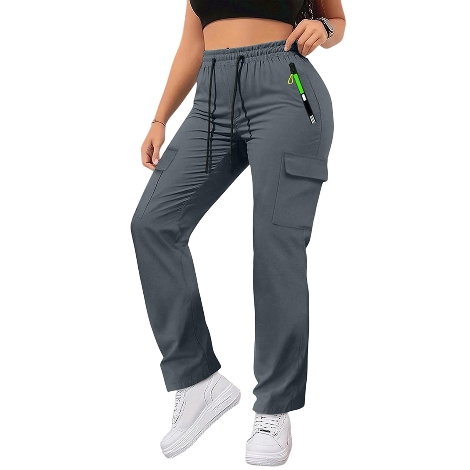 Damen Taschen Kordelzug Arbeitshose, Freizeithose, Weitbeinige Hose L