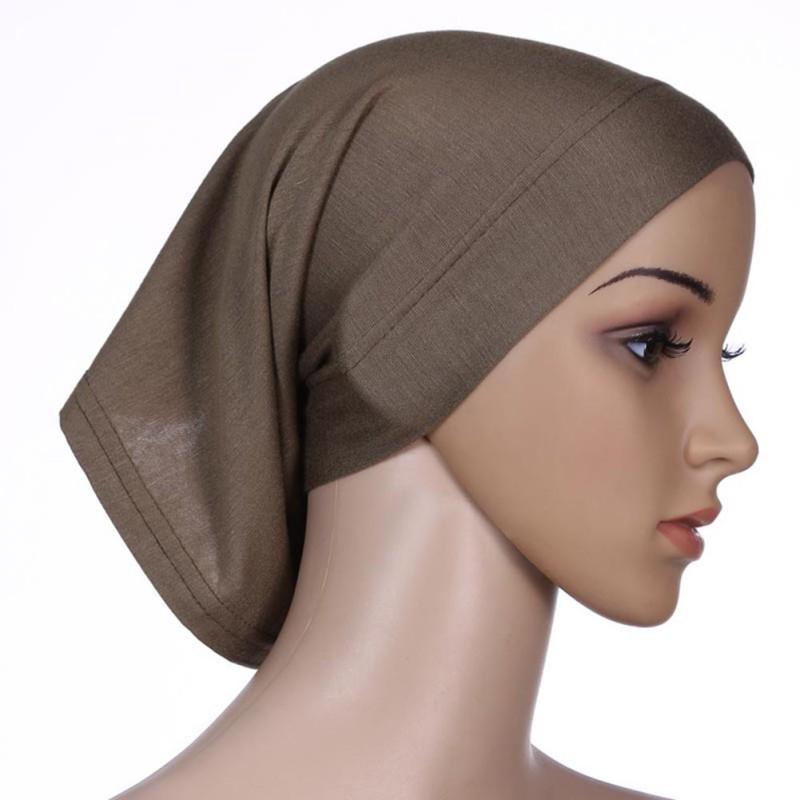 Gesicht unter Schal Tube Bonnet Cap Knochen islamische Frauen Kopfbedeckung Hijab kaffeebraun