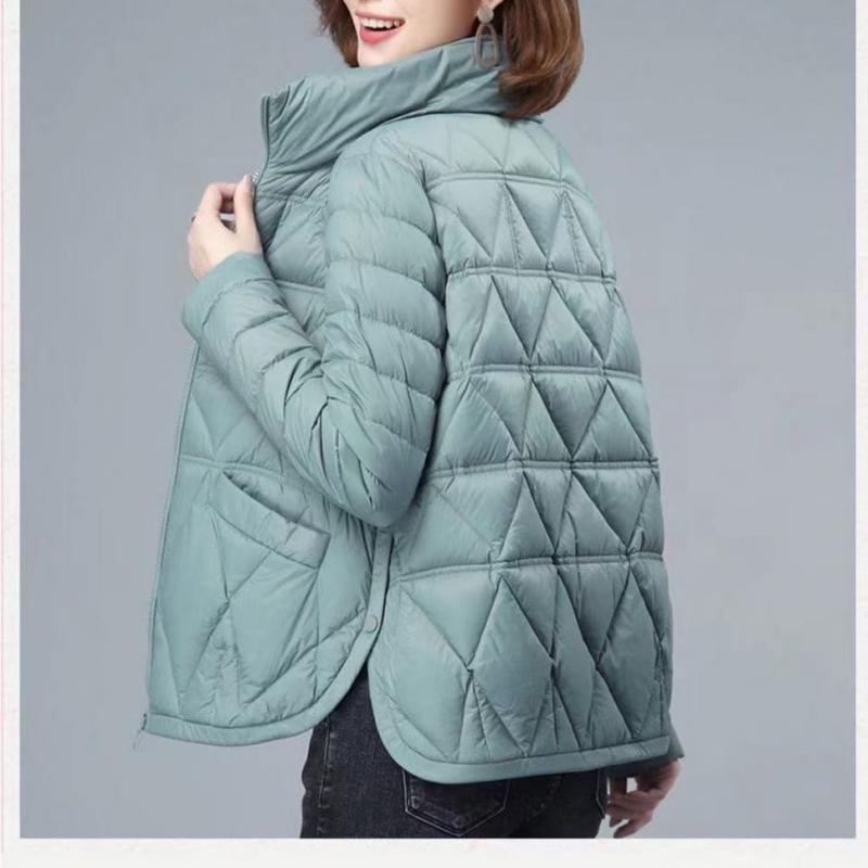 2024 Neue Übergrößen-dünne leichte Daunen-Baumwolljacke für Damen, kurzer Mantel, Herbst-Winter, lockere Baumwolljacke für Damen, leichte Baumwolljacke für den Winter 3XL blau