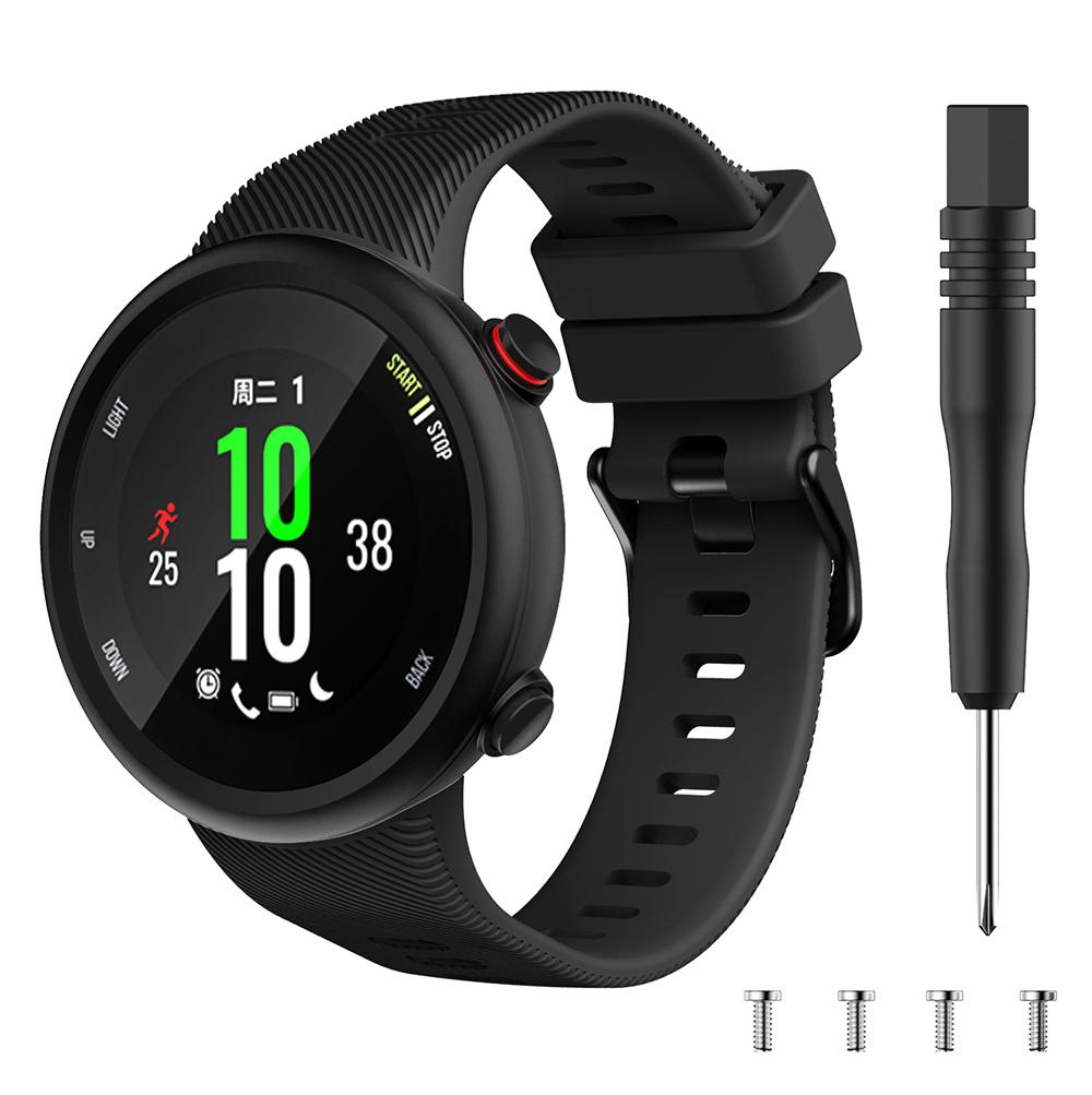 Armband Uhrenarmband mit Werkzeug für Garmin Forerunner 45 45S Garmin Swim 2 Silikon Ersatz Smartwatch Armband Zubehör for Forerunner 45s schwarz