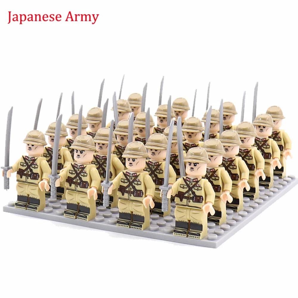 WW2 24 teile/los Militär Soldaten Bausteine Set Waffen Sowjetischen USA UK China Frankreich Armee Action-figuren Ziegel Spielzeug Kinder geschenke amazonasgrün