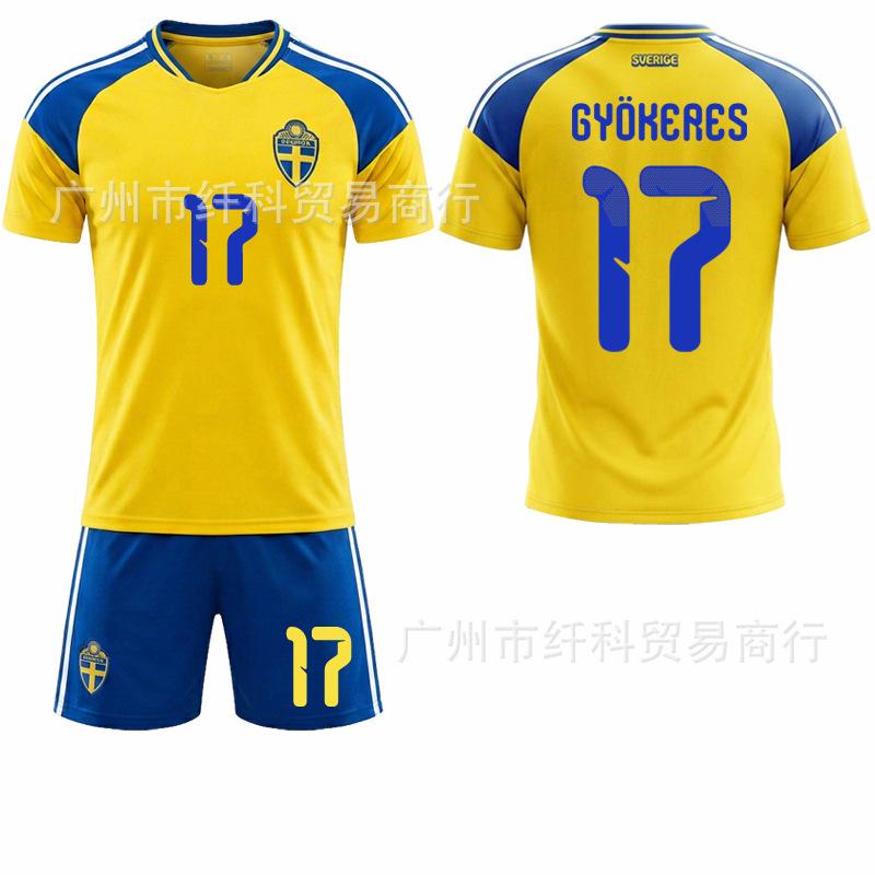 Schweden Heimfußballtrikot Nr.. 17 10 Ibrahimovic Trikot Gelbes Trikot USA, Mexiko Weltmeisterschaft M