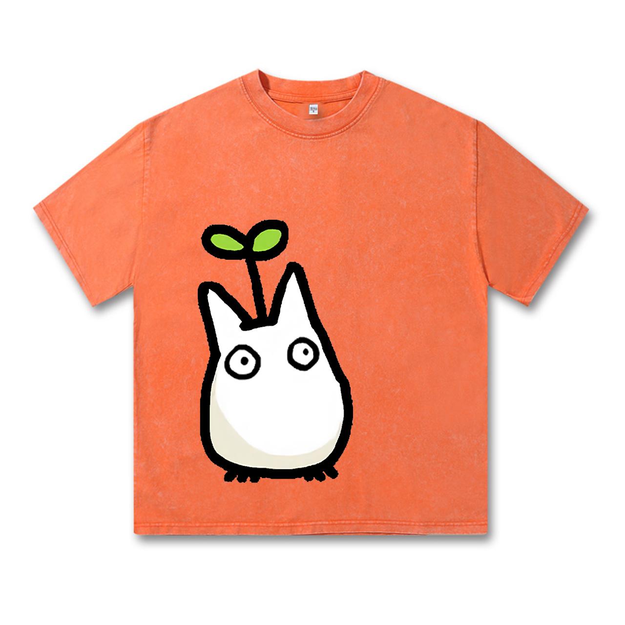 Retro Washed Vintage T-Shirt Studio Ghibli T-Shirt Totoro T-Shirt Herbst Winter Japanisches T-Shirt Anime Printing Herren T-Shirt XL