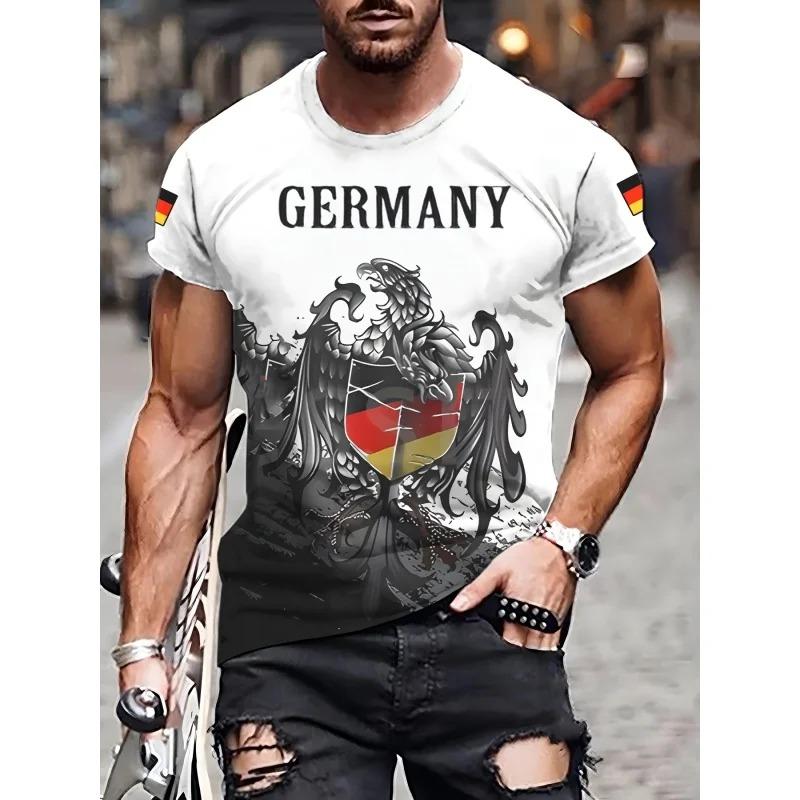 3D-gedrucktes T-Shirt für Herren mit Deutschlandflaggen-Muster, Sommer-Tops mit O-Ausschnitt, Unisex-T-Shirts mit kurzen Ärmeln, Kinderbekleidung M