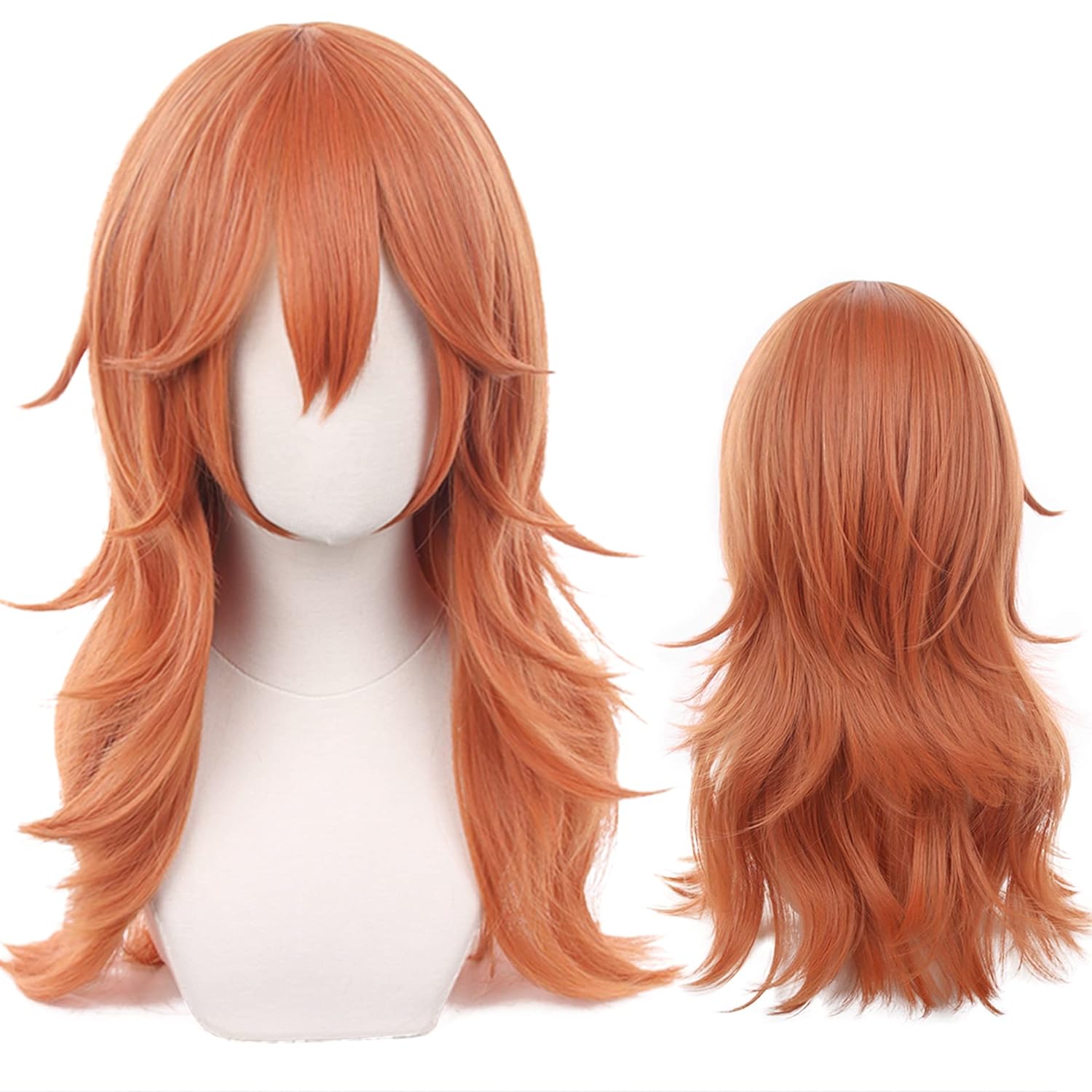 Engel Teufel für Chainsaw Man Pony Lang Orange Braun Cosplay Perücken Halloween Kostüm Party Erwachsenenhaar Perücke