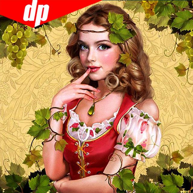 Runde Strass Diamantstickerei Liebliches Mädchen 5d DIY Diamantmalerei Handarbeit Kreuzstich 30x30