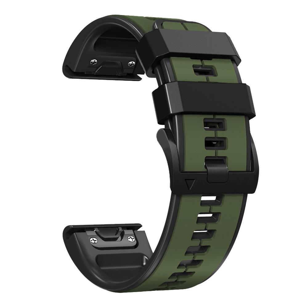 22mm 26mm Silikonarmband für Garmin Fenix ​​7 7X 6 6X 5 5X Schnellverschluss-Armband für Garmin Fenix ​​3/3 HR/3 Sapphire Uhrenarmbänder 26mm (Fenix 7X 6X 5X) schwarz/armee grüne