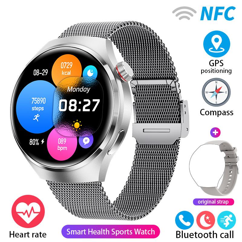 2024 Neue GT4 Pro Smartwatch Herren GPS-Trajektorie NFC AMOLED 360*360 HD-Bildschirm Kabelloser Anruf IP67 Wasserdicht SmartWatch