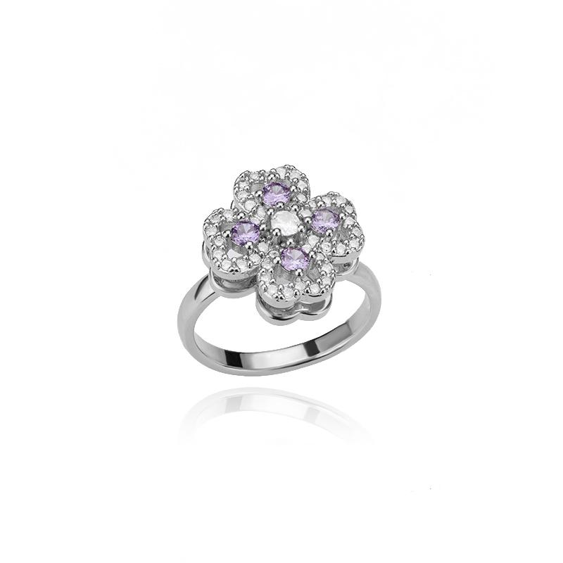 Zirkon Drehbare Vierblättriges Kleeblatt Angst Ringe Für Frauen Edelstahl Anti-Stress Fidget Spinner Ring Ästhetische Schmuck Geschenk gray