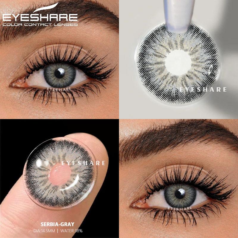 Farbige Kontaktlinsen, 2 Stück, farbige Kontaktlinsen für Augen, blaue, bunte Augen, schönes Make-up, graue Kontaktlinsen fürs Auge SERBIA-GRAY