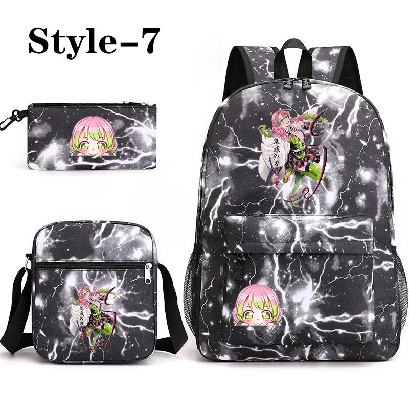 Niedlicher Kanroji Mitsuri 3-teiliger Rucksack Neuer Anime Kanroji Mitsuri Rucksack Umhängetasche Federmäppchen Schule 3-teiliger Rucksack