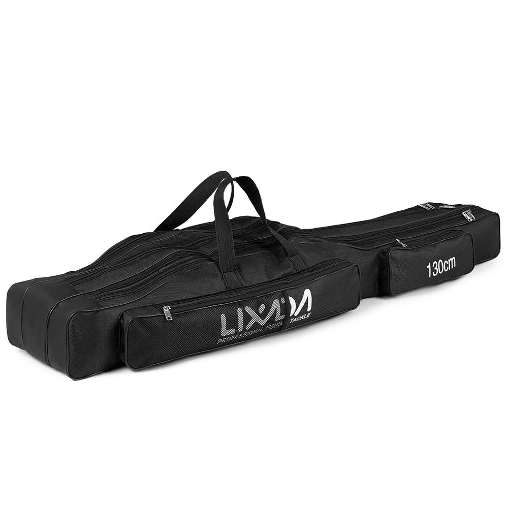 Lixada 130 cm / 150 cm Drei Schichten Borsa da pesca Pieghevole portatile Canna 130cm schwarz