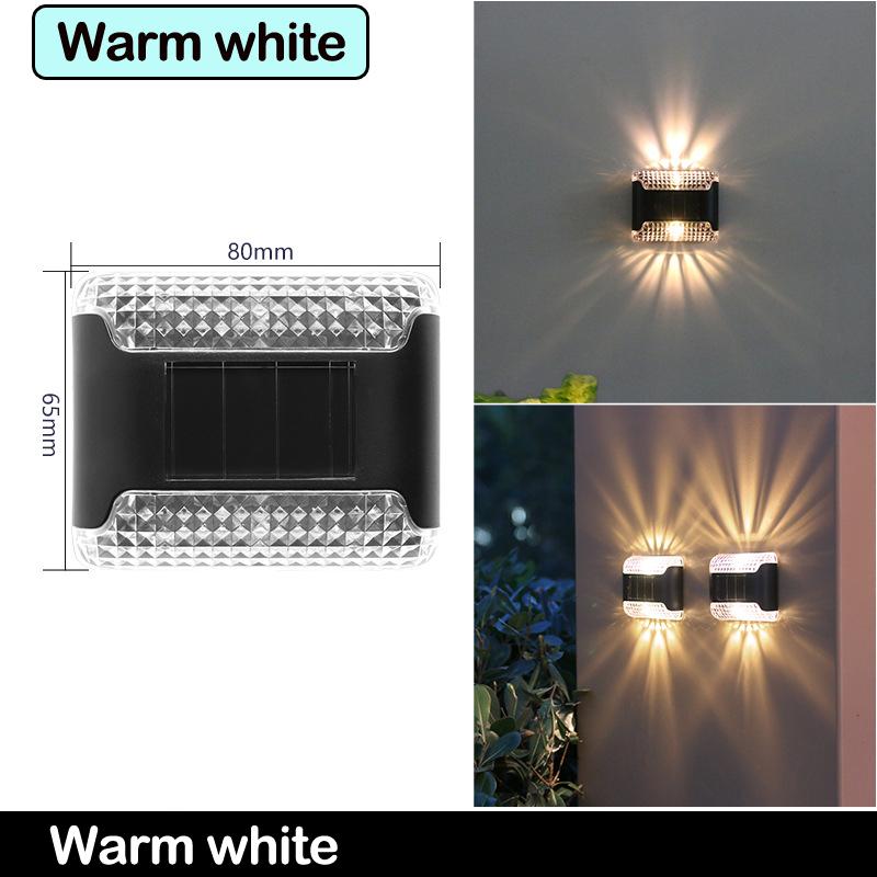 Neue Solar 4LED Schatten Wand Lampe Outdoor Garten Hof Dekoration Haushalt Nacht Lampe Wasserdichte Obere und Untere Leuchtende Dekorative wand Lampe B (Warm White)