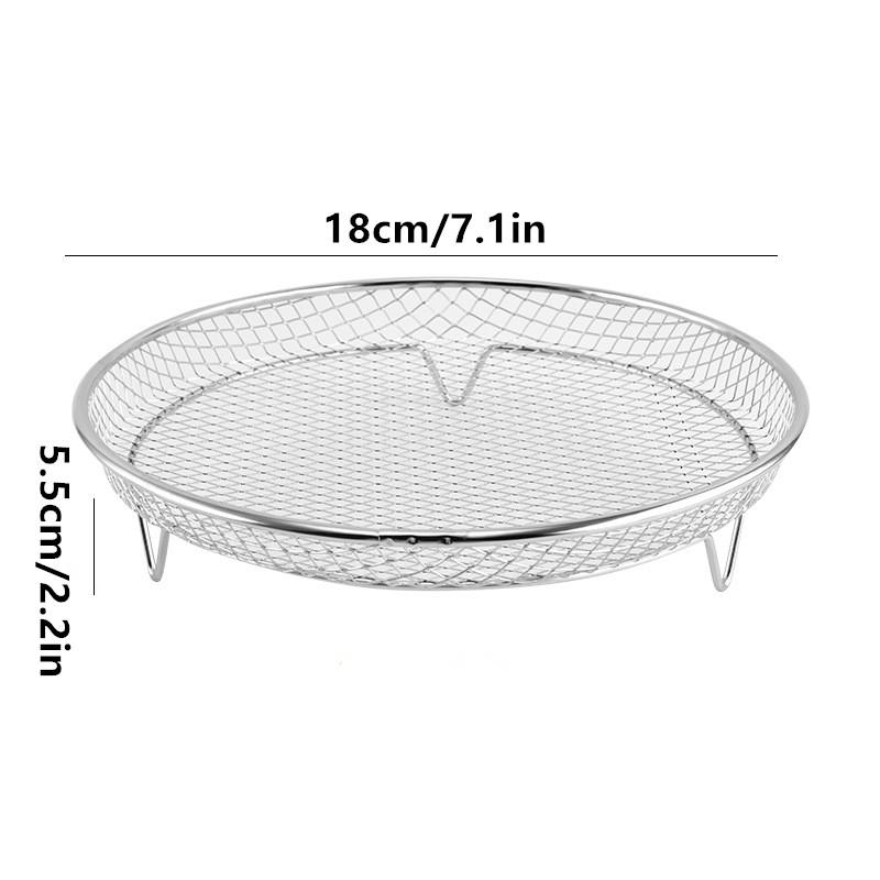 Air Fryer Grill Geeignet für Heißluftfritteusen Ofengrill Edelstahl Stapelbarer Grill Küchenutensilien Mehrere Speisen kochen 18cm white