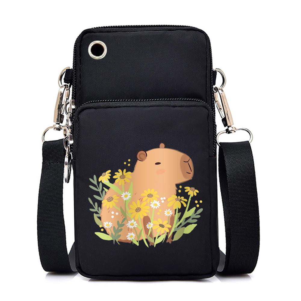 Nylon Damen Kleine Umhängetasche Cartoon Capybara Handytasche Mode Handtasche Münzgeldbörse Unisex Mini Capybara Umhängetasche