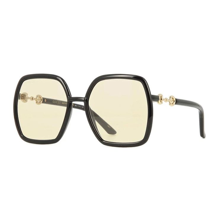 Gucci Quadratische Gelbe Sonnenbrille Damen Sonnenbrille GG0890S-005 Dust Bag+Eyeglass Case (Random Color)