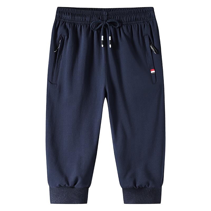 Reine Baumwolle Herren Sommer Neue Freizeithose Herren Shorts Herren Einfarbig Herren Sport Elastisch Jugend Cropped Hose M dunkelblaue