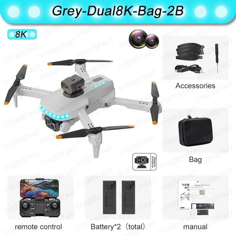 P14 Max Drohne 8K HD GPS Professionelle UAV Intelligente Hindernisvermeidung Faltbare Doppelkamera Bürstenloses Miniflugzeug 5000M Dual 8K 2B grau